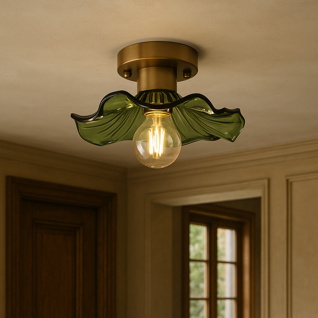 Hibiscus plafondlamp glas aluminium groen plafondverlichting LED 3000K hal slaapkamer modern design verlichting