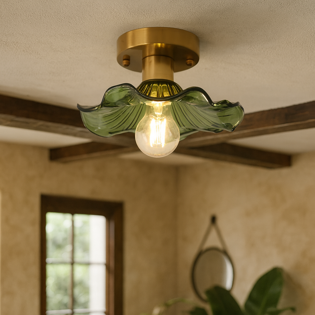 Hibiscus plafondlamp glas aluminium groen plafondverlichting LED 3000K hal slaapkamer modern design verlichting
