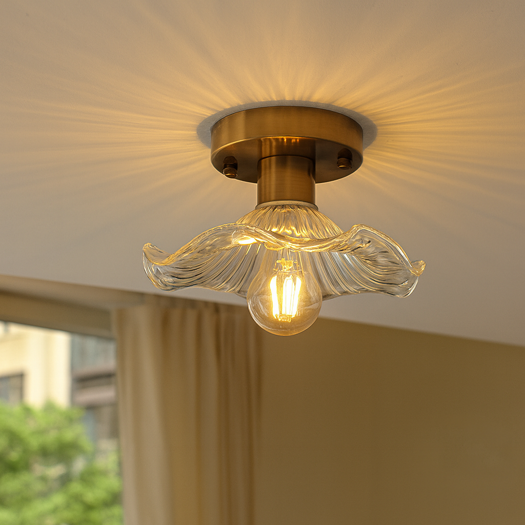 Hibiscus plafondlamp glas aluminium groen plafondverlichting LED 3000K hal slaapkamer modern design verlichting