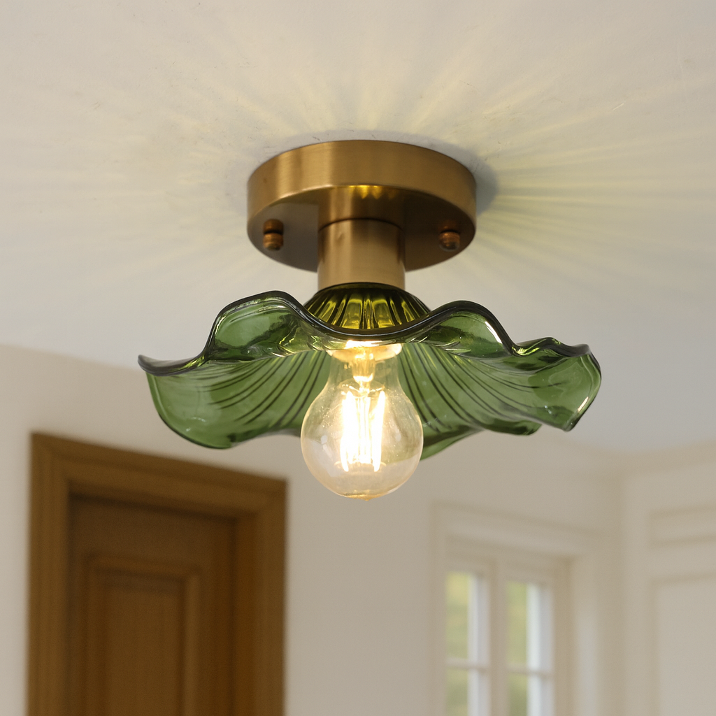 Hibiscus plafondlamp glas aluminium groen plafondverlichting LED 3000K hal slaapkamer modern design verlichting