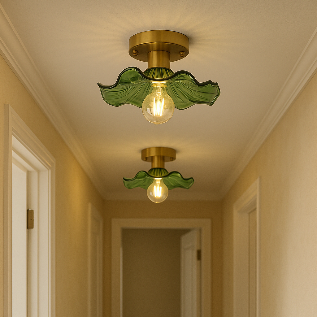 Hibiscus plafondlamp glas aluminium groen plafondverlichting LED 3000K hal slaapkamer modern design verlichting