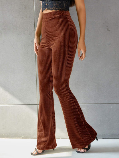 Dames Corduroy Broek Hoge Taille Flared Groen