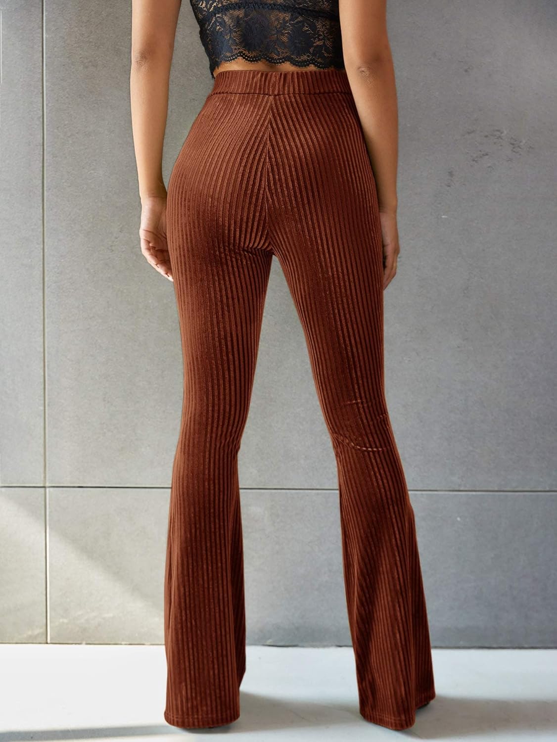 Dames Corduroy Broek Hoge Taille Flared Groen