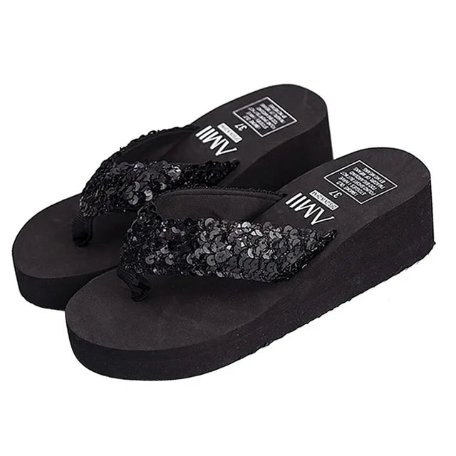 Stijlvolle Zomer Slippers Hoge Hak Comfortabel