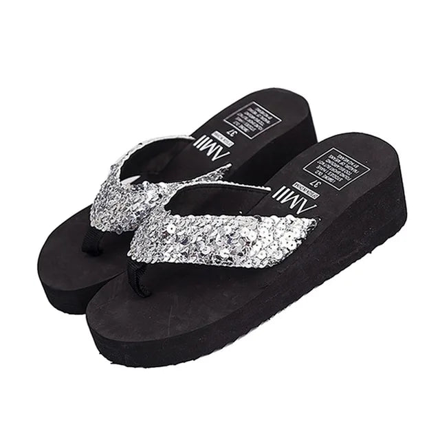 Stijlvolle Zomer Slippers Hoge Hak Comfortabel