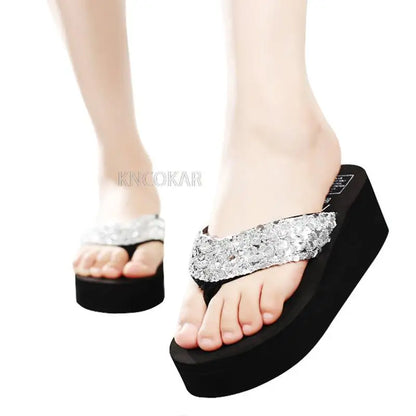 Stijlvolle Zomer Slippers Hoge Hak Comfortabel