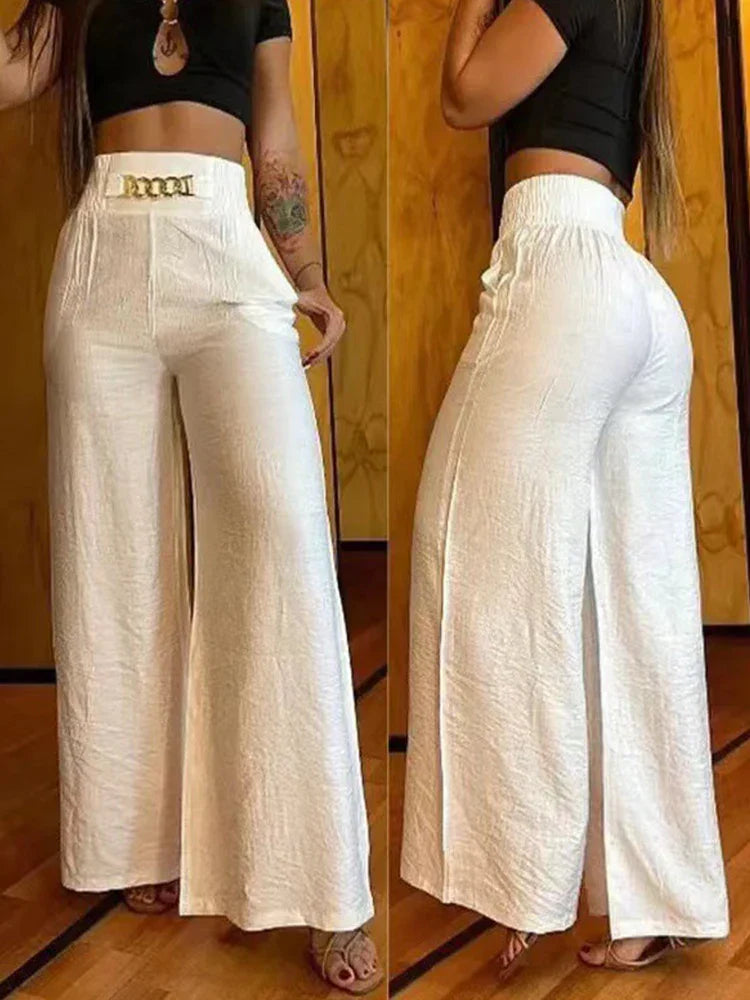 Wijde Zomerbroek Hoge Taille Comfortabel en Luchtig