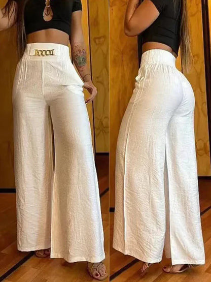 Wijde Zomerbroek Hoge Taille Comfortabel en Luchtig
