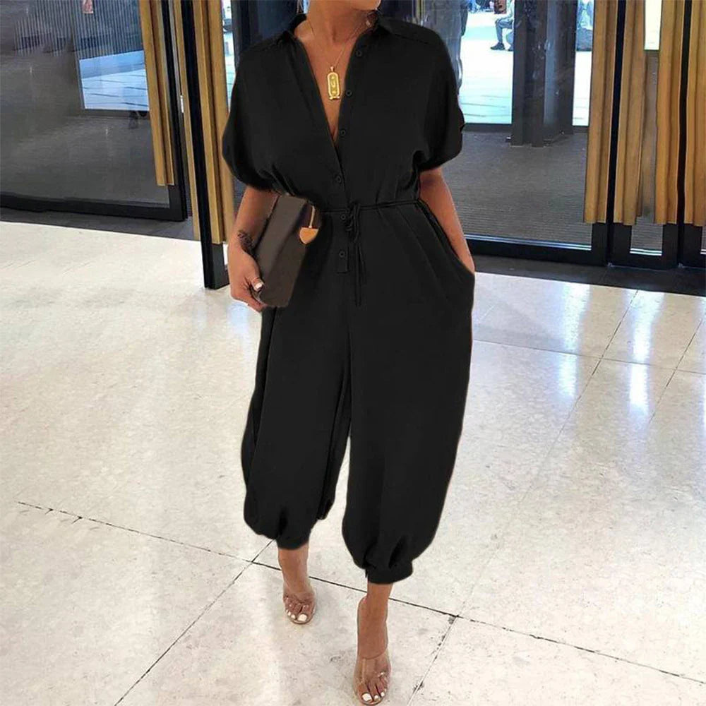 Zomer Jumpsuit Hoge Taille Elegant Lange Mouw