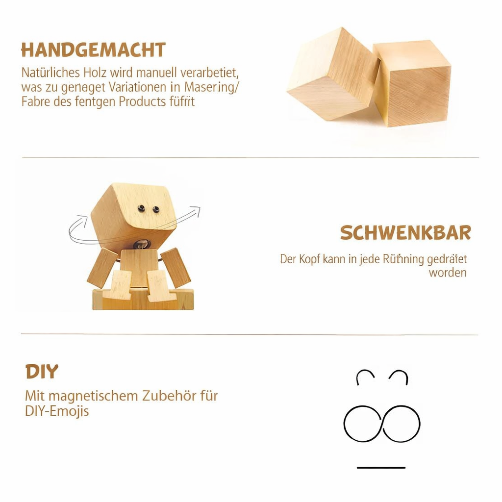 Houten Decoratiefiguur met Wippende Beweging en 12 Magnetische Gezichten
