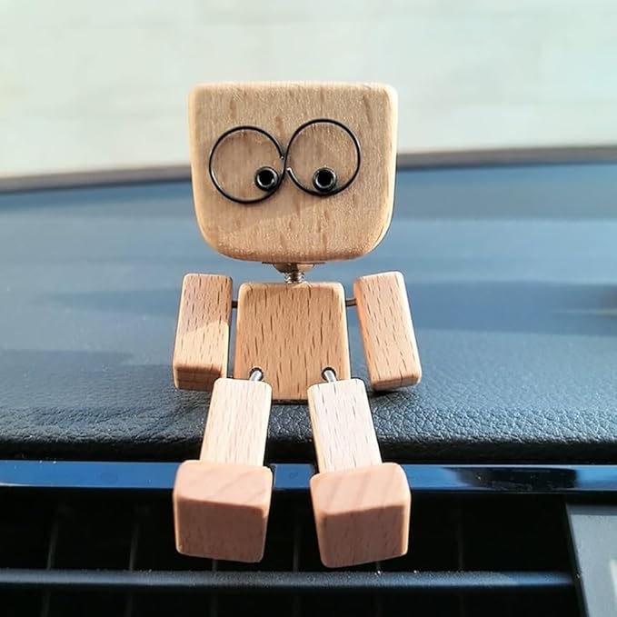 Houten Decoratiefiguur met Wippende Beweging en 12 Magnetische Gezichten