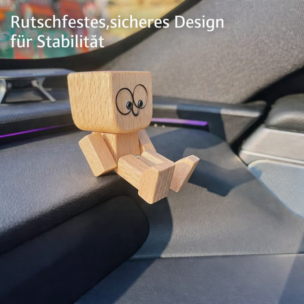 Houten Decoratiefiguur met Wippende Beweging en 12 Magnetische Gezichten