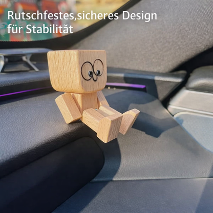 Houten Decoratiefiguur met Wippende Beweging en 12 Magnetische Gezichten