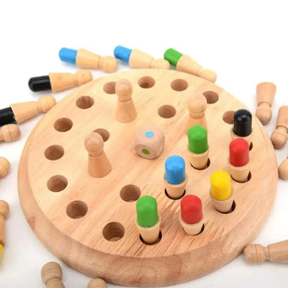 Houten Memory Schaakspel Kinderen 18x18cm Gifvrij Handgemaakt Familiespel