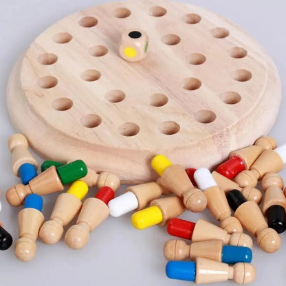 Houten Memory Schaakspel Kinderen 18x18cm Gifvrij Handgemaakt Familiespel