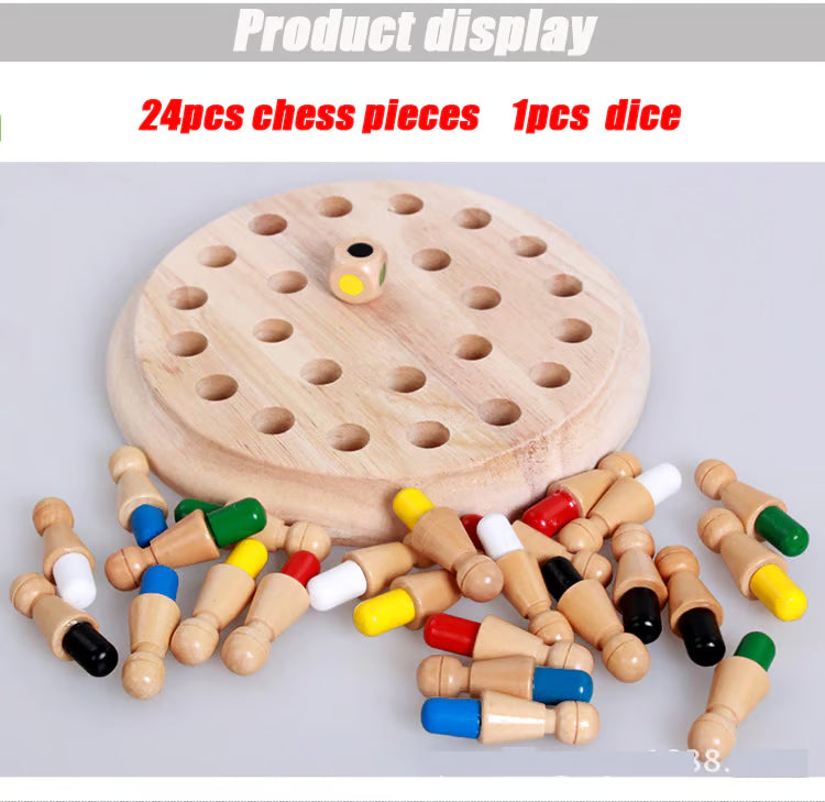 Houten Memory Schaakspel Kinderen 18x18cm Gifvrij Handgemaakt Familiespel