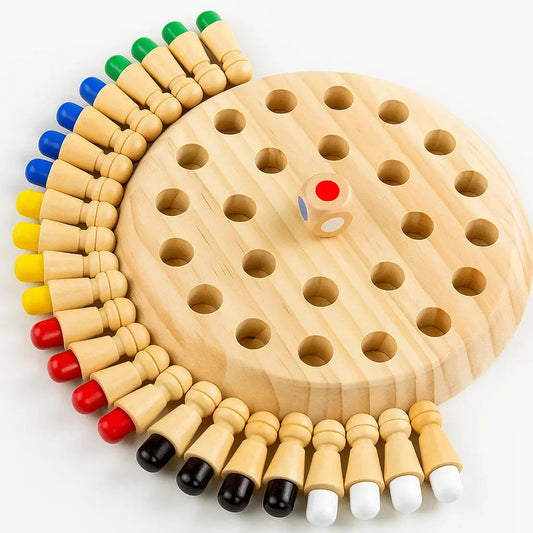 Houten Memory Schaakspel Kinderen 18x18cm Gifvrij Handgemaakt Familiespel