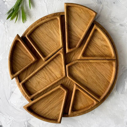 Houten Serveerplank Rond 25cm Rubio Olie Was Kaasplank Snackplank Tapasplank Uitneembare Vakken Hapjesplank Gasten Borrelplank