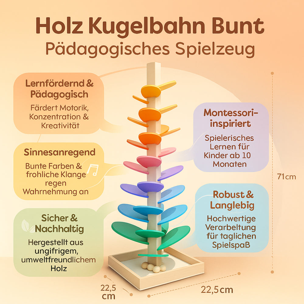 Houten Knikkerbaan Kleurrijk Educatief Speelgoed voor Motoriek en Creativiteit
