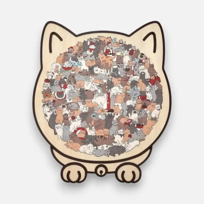 Houten Puzzel Kat Morandi 135 Stukjes 23,7x21,8cm Decoratief Ontspanning Volwassenen Katvorm Sfeervol Schermvrij Cadeau Woonkamer