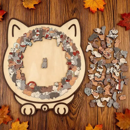 Houten Puzzel Kat Morandi 135 Stukjes 23,7x21,8cm Decoratief Ontspanning Volwassenen Katvorm Sfeervol Schermvrij Cadeau Woonkamer