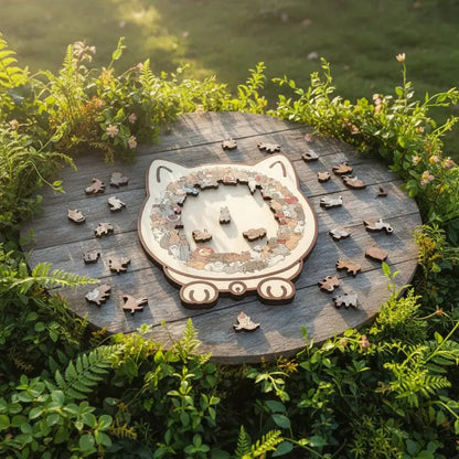 Houten Puzzel Kat Morandi 135 Stukjes 23,7x21,8cm Decoratief Ontspanning Volwassenen Katvorm Sfeervol Schermvrij Cadeau Woonkamer