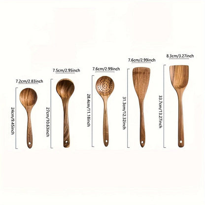 Sansoti | Luxe 5-Delige Houten Keukengerei Set