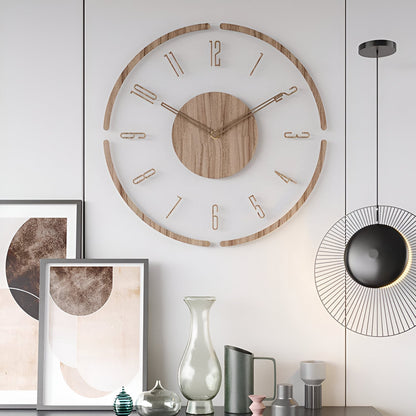Minimalistische Wandklok Hout Acryl Stil Uurwerk 30-35cm Scandinavisch Interieur Modern Design Klok