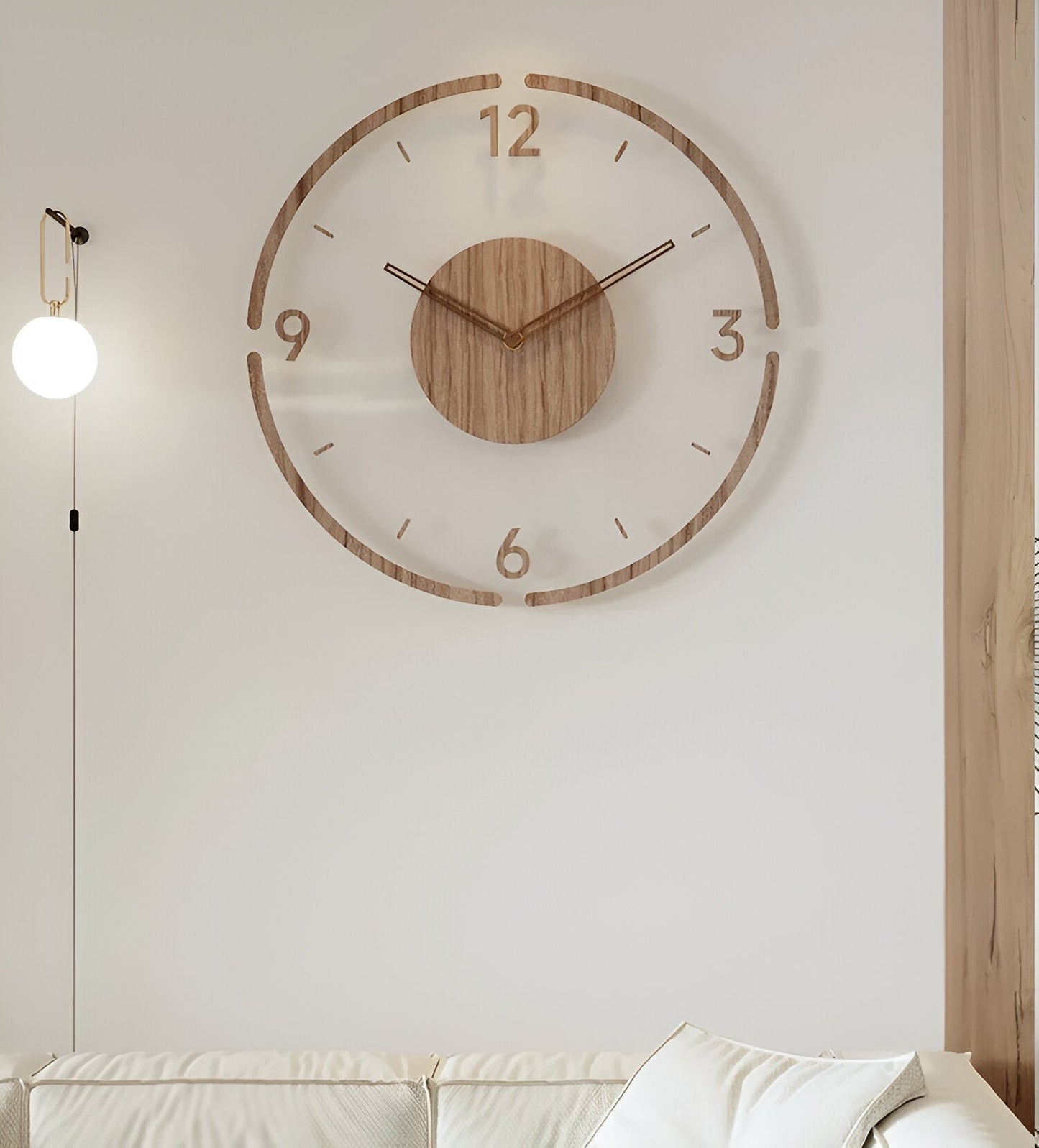 Minimalistische Wandklok Hout Acryl Stil Uurwerk 30-35cm Scandinavisch Interieur Modern Design Klok