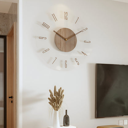 Minimalistische Wandklok Hout Acryl Stil Uurwerk 30-35cm Scandinavisch Interieur Modern Design Klok