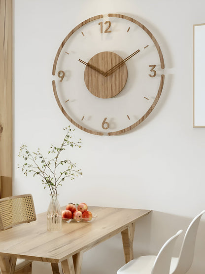 Minimalistische Wandklok Hout Acryl Stil Uurwerk 30-35cm Scandinavisch Interieur Modern Design Klok