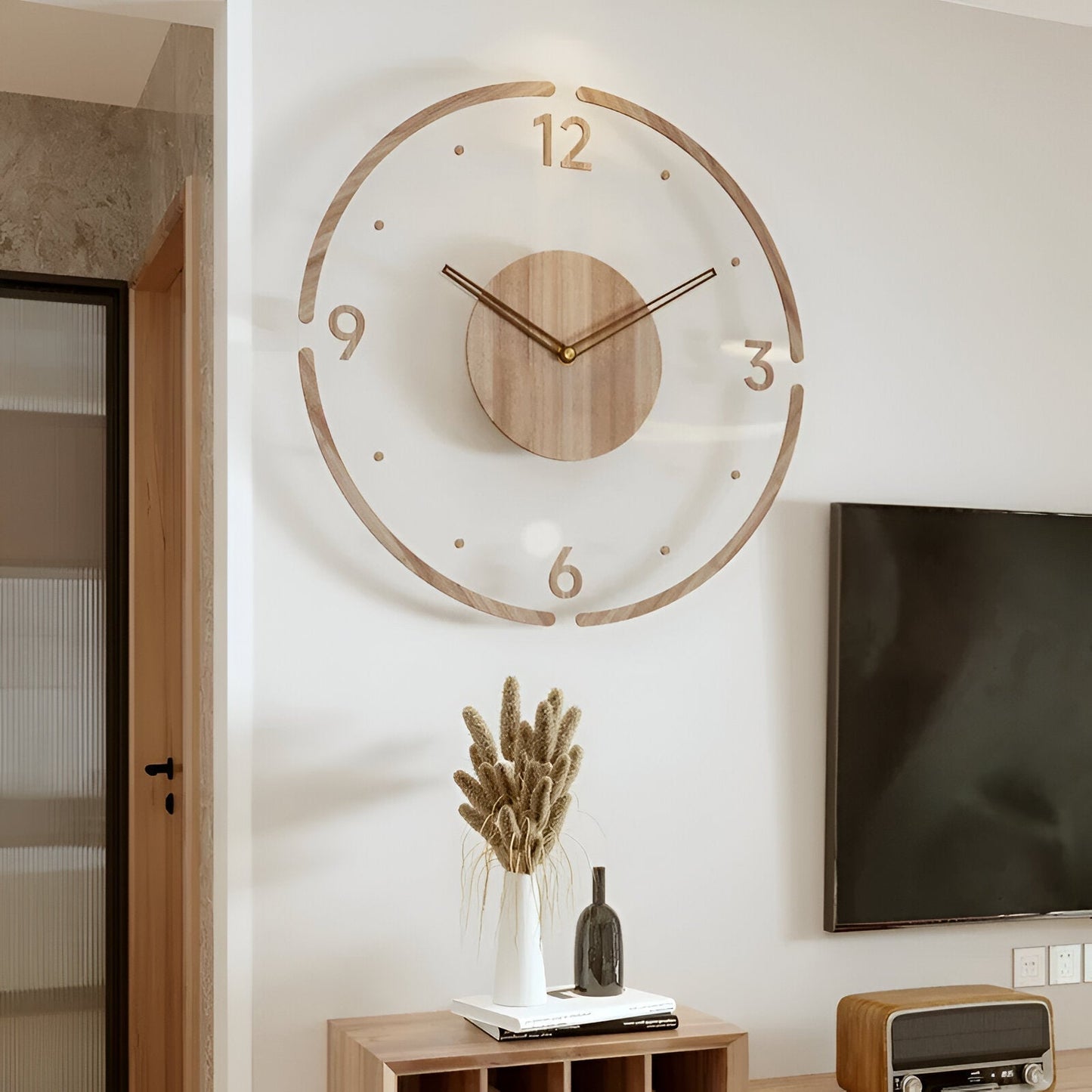 Minimalistische Wandklok Hout Acryl Stil Uurwerk 30-35cm Scandinavisch Interieur Modern Design Klok