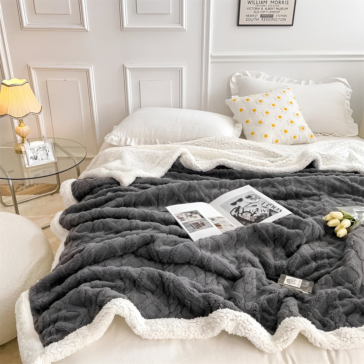 Fleecedeken Tweezijdig Polyester Grijs Wit Bank Bed Warm Deken 100x150 150x200 200x230 cm Zacht Plaid Winterdeken Sherpa Deken