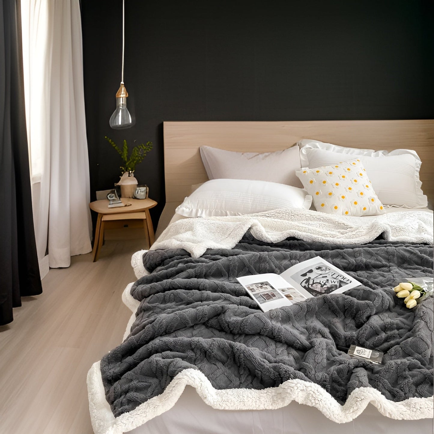 Fleecedeken Tweezijdig Polyester Grijs Wit Bank Bed Warm Deken 100x150 150x200 200x230 cm Zacht Plaid Winterdeken Sherpa Deken