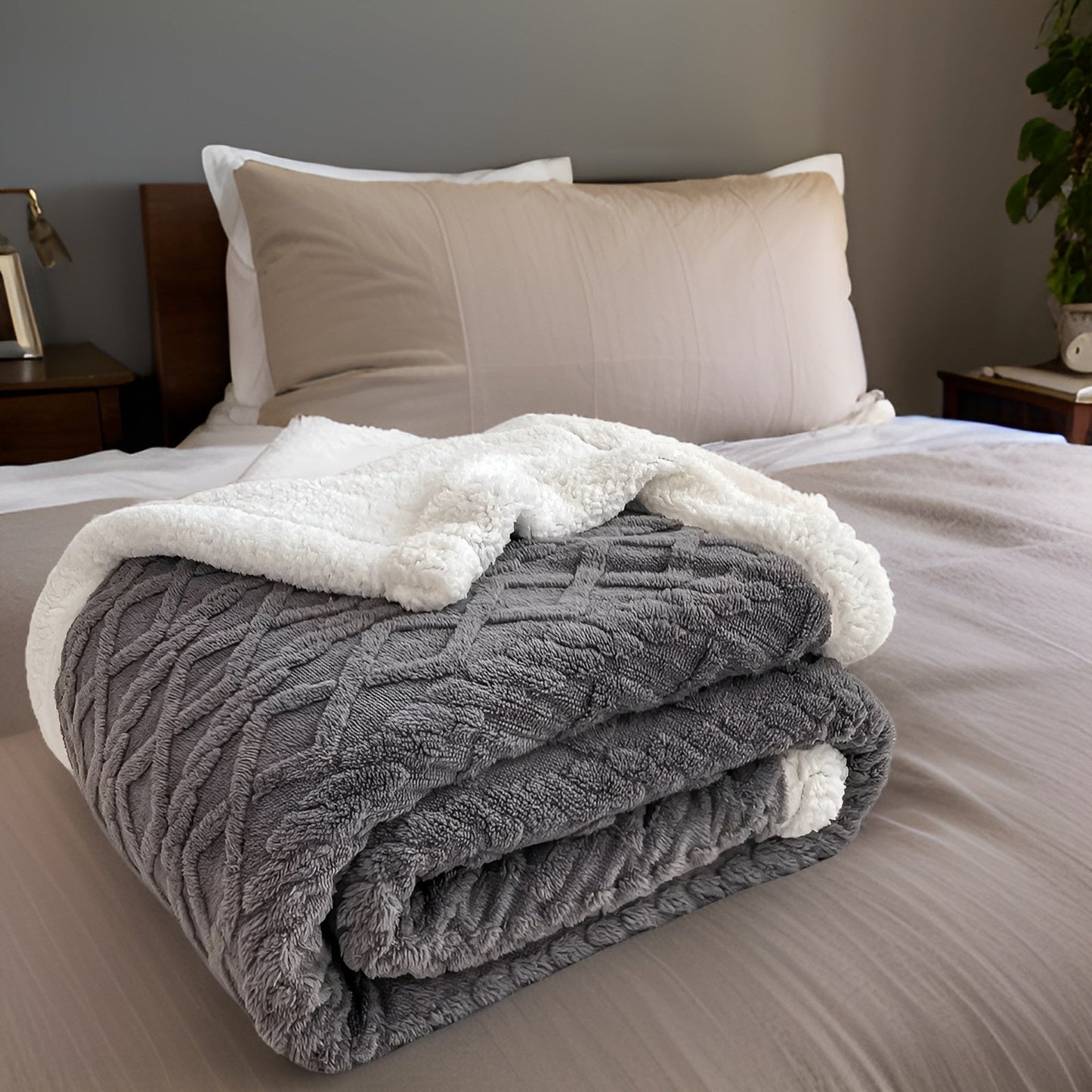 Fleecedeken Tweezijdig Polyester Grijs Wit Bank Bed Warm Deken 100x150 150x200 200x230 cm Zacht Plaid Winterdeken Sherpa Deken