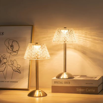 Draadloze Vintage Tafellamp met Glas – Oplaadbare Sfeerverlichting voor Woonkamer & Slaapkamer