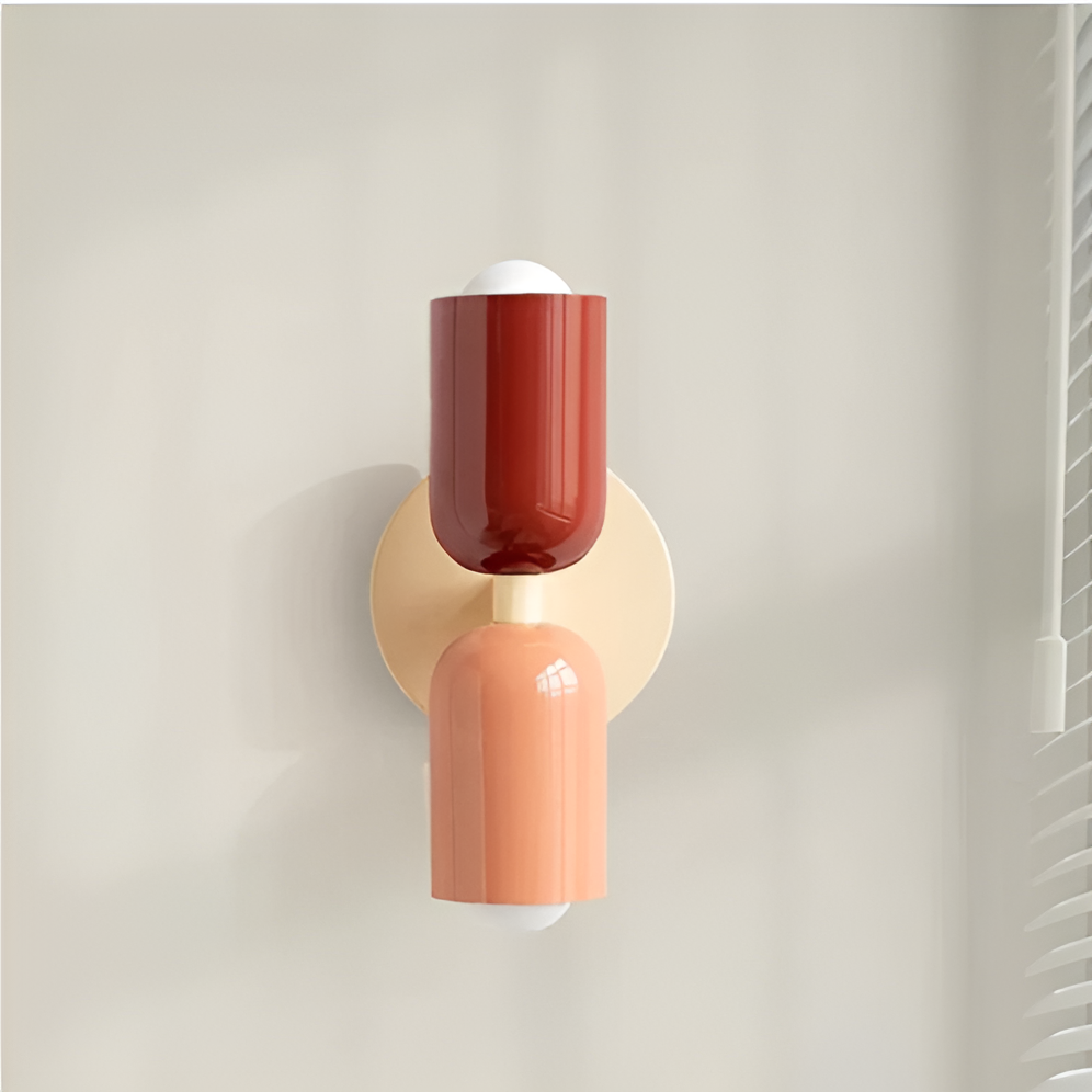Wandlamp Metaal Kunststof Dubbelzijdig Rood Beige Wandverlichting Binnen LED E27 Slaapkamer Woonkamer Design Lamp
