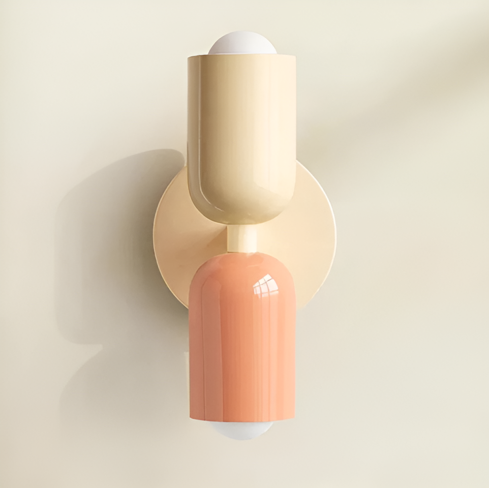 Wandlamp Metaal Kunststof Dubbelzijdig Rood Beige Wandverlichting Binnen LED E27 Slaapkamer Woonkamer Design Lamp