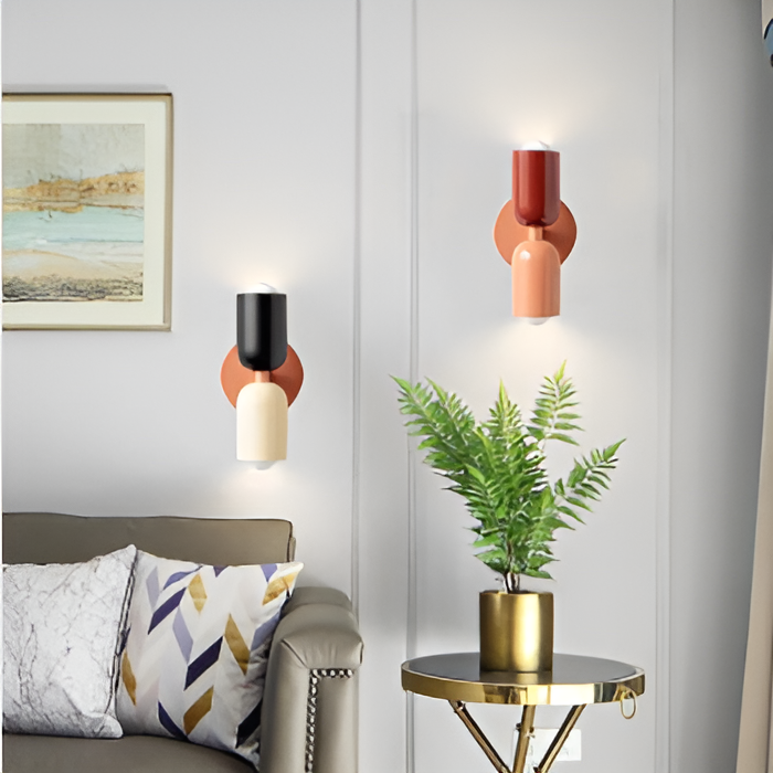 Wandlamp Metaal Kunststof Dubbelzijdig Rood Beige Wandverlichting Binnen LED E27 Slaapkamer Woonkamer Design Lamp