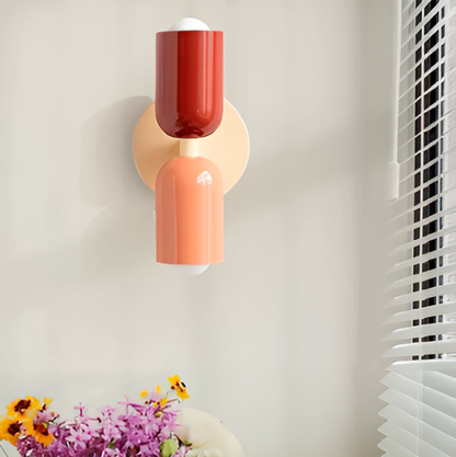 Wandlamp Metaal Kunststof Dubbelzijdig Rood Beige Wandverlichting Binnen LED E27 Slaapkamer Woonkamer Design Lamp