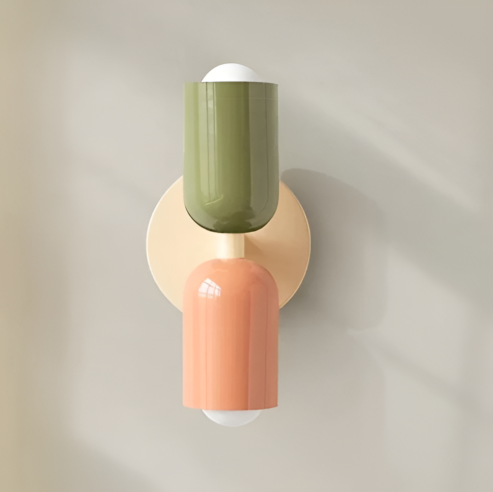 Wandlamp Metaal Kunststof Dubbelzijdig Rood Beige Wandverlichting Binnen LED E27 Slaapkamer Woonkamer Design Lamp