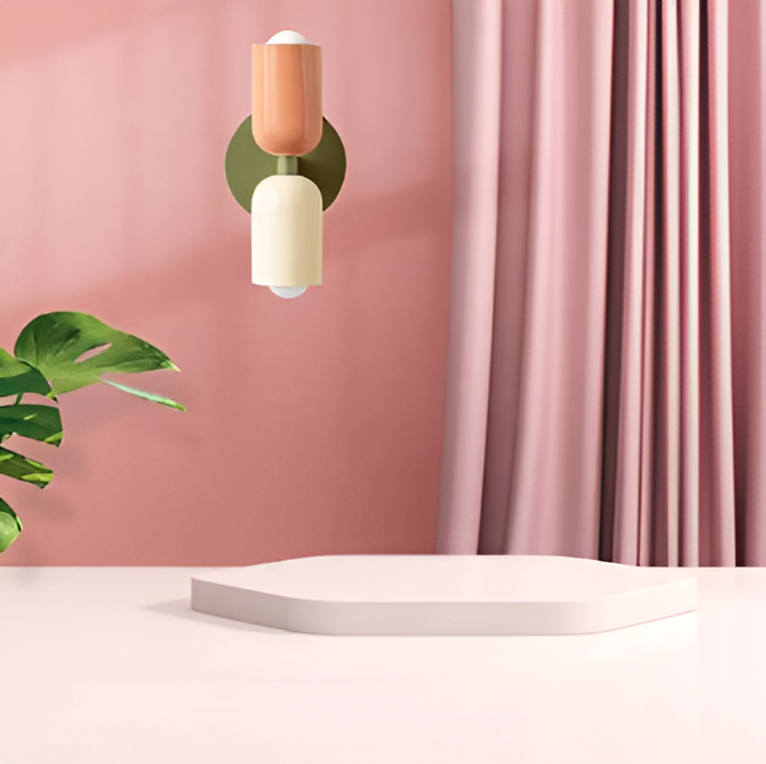 Wandlamp Metaal Kunststof Dubbelzijdig Rood Beige Wandverlichting Binnen LED E27 Slaapkamer Woonkamer Design Lamp