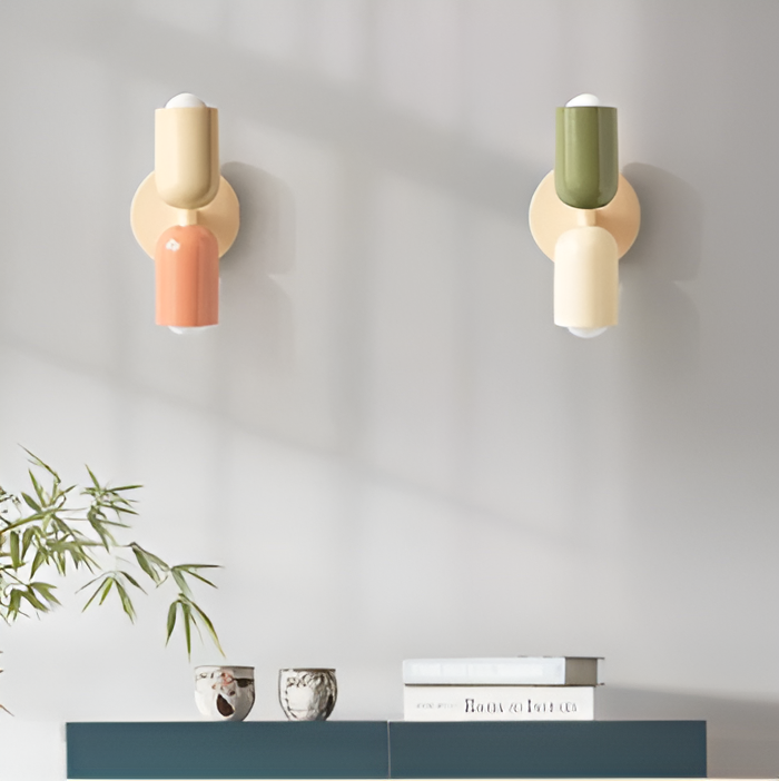 Wandlamp Metaal Kunststof Dubbelzijdig Rood Beige Wandverlichting Binnen LED E27 Slaapkamer Woonkamer Design Lamp