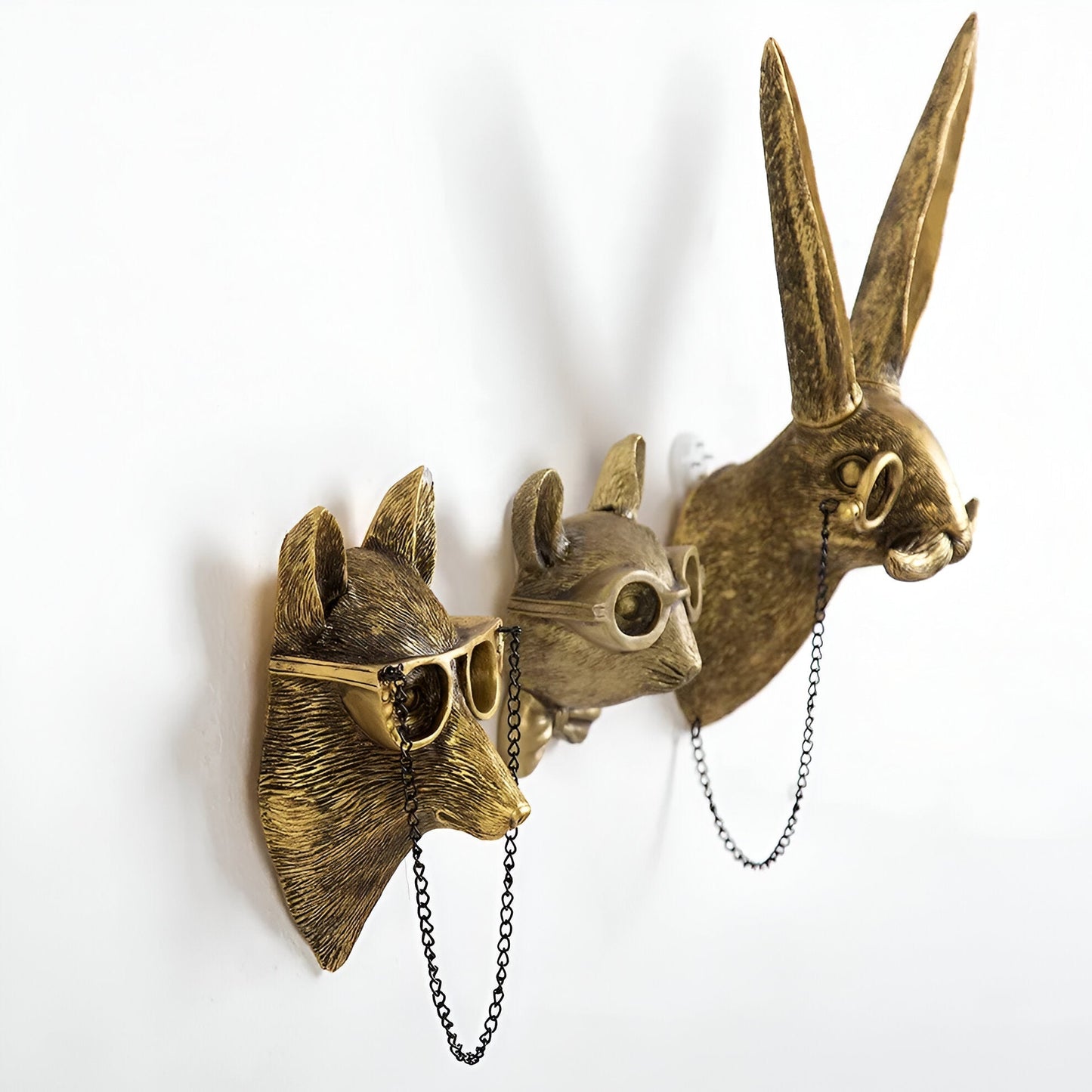 Wandhaak Dierenkop Goud Kapstokhaak Decoratie Wand Resin