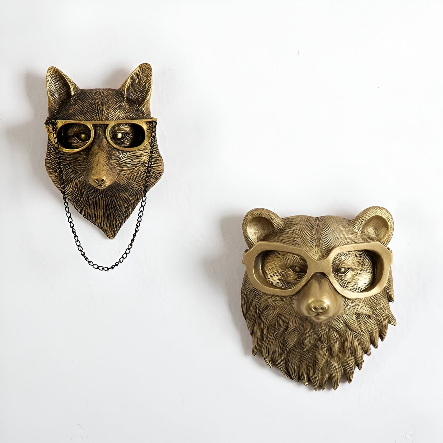 Wandhaak Dierenkop Goud Kapstokhaak Decoratie Wand Resin