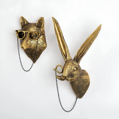 Wandhaak Dierenkop Goud Kapstokhaak Decoratie Wand Resin