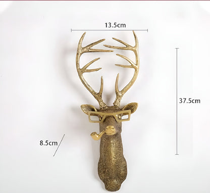 Wandhaak Dierenkop Goud Kapstokhaak Decoratie Wand Resin