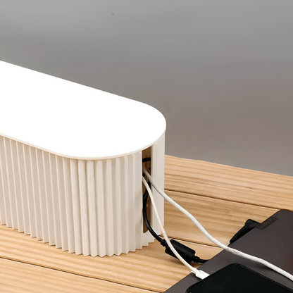 Kabel Opbergbox Met Deksel Geribbeld Design Kunststof 33cm Groen Wit Bruin
