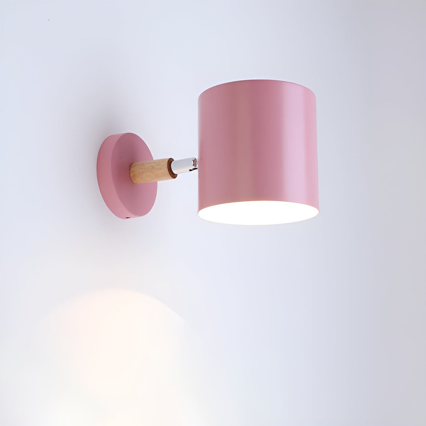 Wandlamp Metaal Hout Roze Verstelbaar 13x14 cm E27 Binnenverlichting Slaapkamer Kinderkamer Bedlamp Scandinavisch