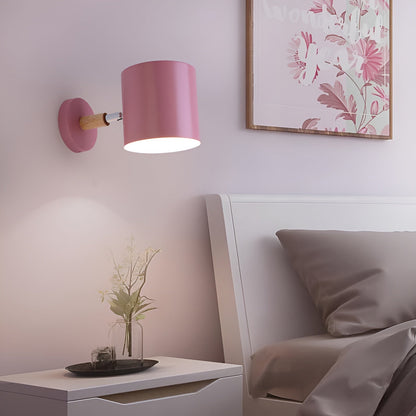 Wandlamp Metaal Hout Roze Verstelbaar 13x14 cm E27 Binnenverlichting Slaapkamer Kinderkamer Bedlamp Scandinavisch